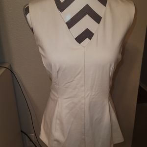 White House Black Market Ecru Peplum Top